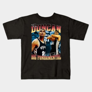 Tim Duncan The Big Fundamental Basketball Signature Vintage Retro 80s 90s Bootleg Rap Style Kids T-Shirt